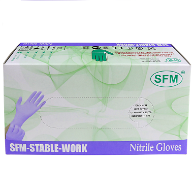 Купить SFM перчатки нитриловые 100 шт (50 пар) смотровые нестерильные неопудренные фиолетово-голубые р. M