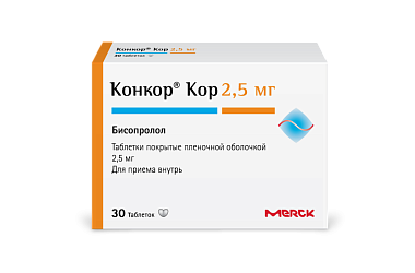 Купить Конкор Кор 2,5 мг 30 шт таблетки покрытые пленочной оболочкой