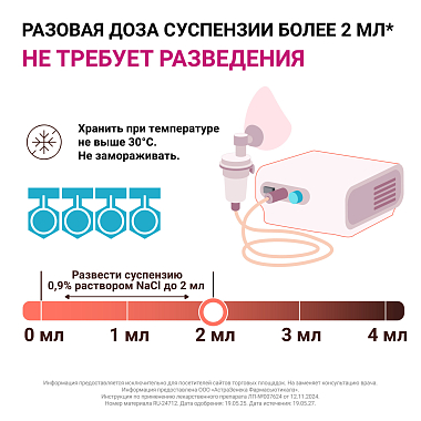 Купить Пульмикорт 0,25 мг/мл 2 мл 20 шт суспензия для ингаляций