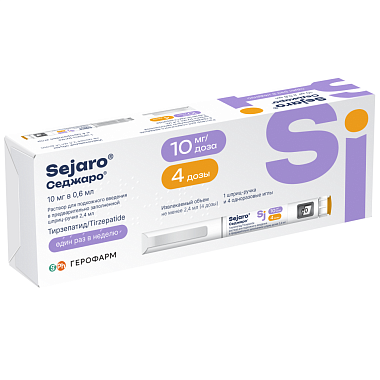 Купить Седжаро 10 мг/доз 2,4 мл 1 шт раствор для подкожного введения + иглы одноразовые 4 шт