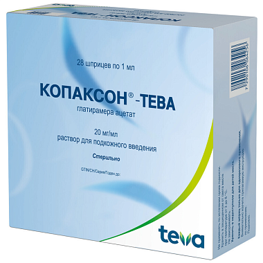 Купить Копаксон-Тева 20 мг/1 мл 1 мл 28 шт раствор для подкожного введения шприцы