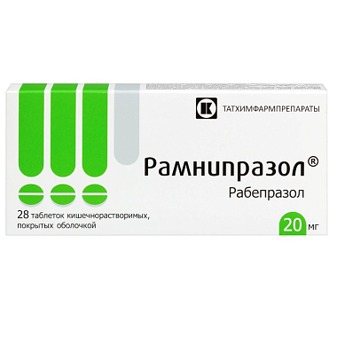 Купить Рамнипразол 20 мг 28 шт таблетки кишечнорастворимые покрытые оболочкой
