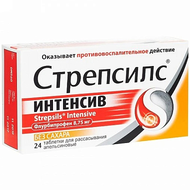 Купить Стрепсилс Интенсив 24 шт таблетки для рассасывания без сахара апельсин