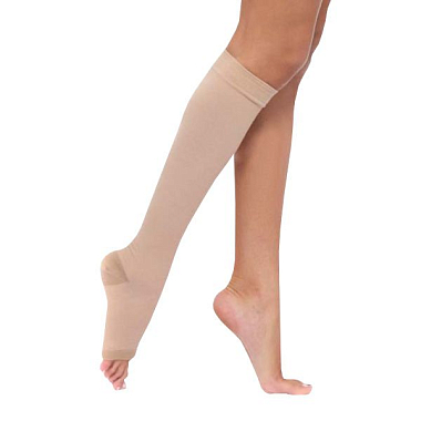 Купить Чулок 2 класс компрессии до колена ЦК размер 42-47 1 шт с открытым мысом кремовые
