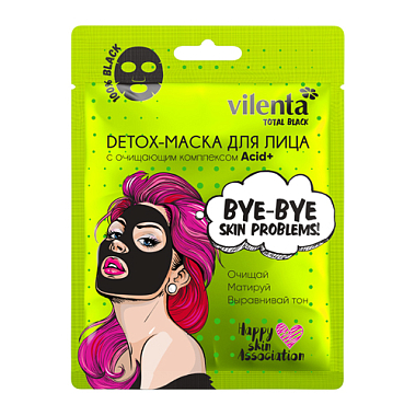 Купить Vilenta Total Black Detox маска для лица c очищающим комплексом Acid+