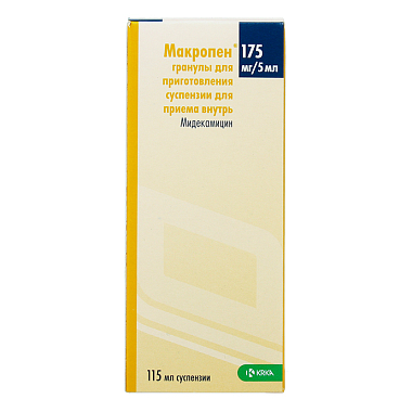 Купить Макропен 175 мг/5 мл 115 мл гранулы для приготовления суспензии для приема внутрь