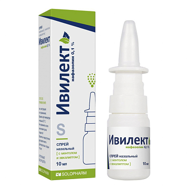 Купить Ивилект 0,1 % 10 мл спрей назальный с ментолом и эвкалиптом флакон
