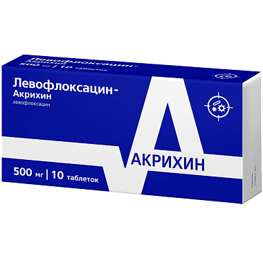 Купить Левофлоксацин-Акрихин 500 мг 10 шт таблетки покрытые пленочной оболочкой