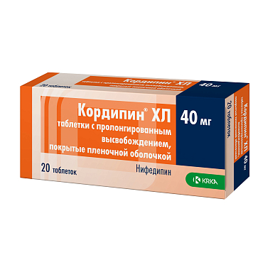 Купить Кордипин XL 40 мг 20 шт таблетки с модифицированным высвобождением покрытые пленочной оболочкой