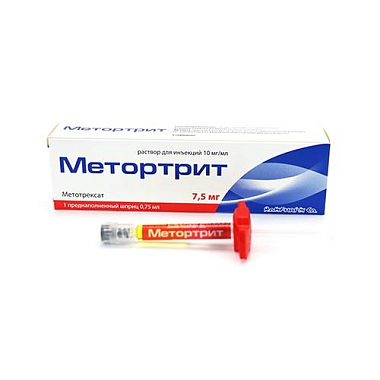 Купить Метортрит 10 мг/мл 0,75 мл 1 шт раствор для инъекций шприц с иглой