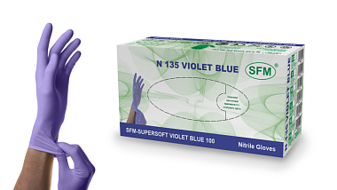 Купить SFM перчатки 100 шт размер XL нитриловые суперсофт  неопудренные фиолетово-голубые