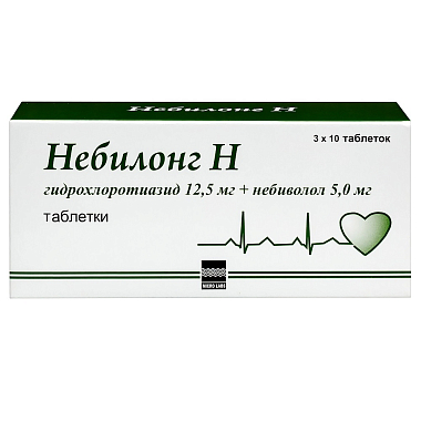 Купить Небилонг Н 12,5 мг + 5 мг 30 шт таблетки