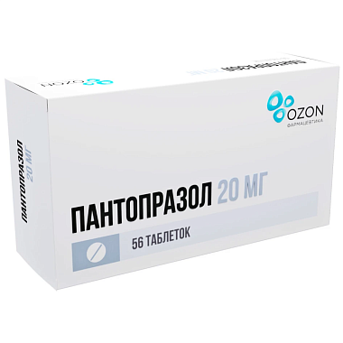 Купить Пантопразол 20 мг 56 шт таблетки покрытые оболочкой кишечнорастворимые