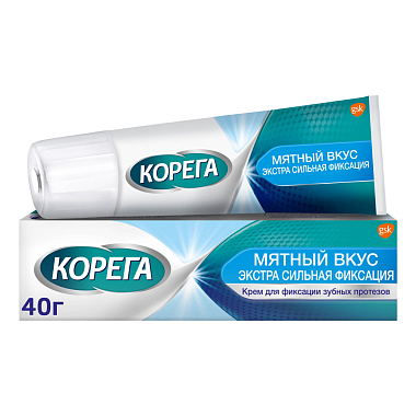 Купить Корега Экстра Сильный 40 г крем для фиксации зубных протезов мятный вкус