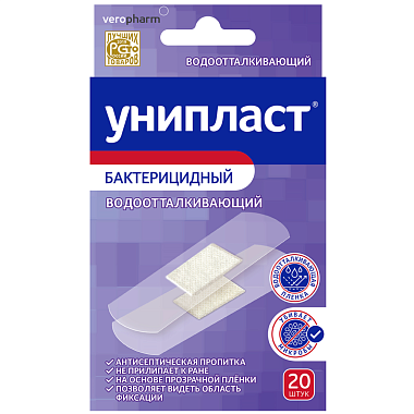 Купить Унипласт 1,9 см X 7,2 см 20 шт пластырь бактерицидный прозрачный