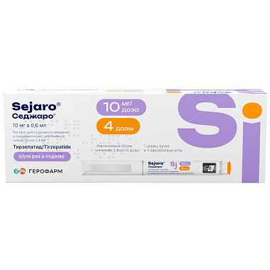 Купить Седжаро 10 мг/доз 2,4 мл 1 шт раствор для подкожного введения + иглы одноразовые 4 шт