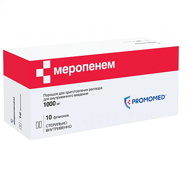 Купить Меропенем 1000 мг 10 шт порошок для приготовления раствора для внутривенного введения флаконы