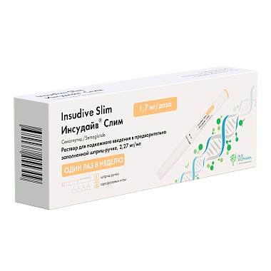 Купить Инсудайв Слим 1,7 мг 3 мл раствор для подкожного введения шприц-ручка  с иглами 4 шт