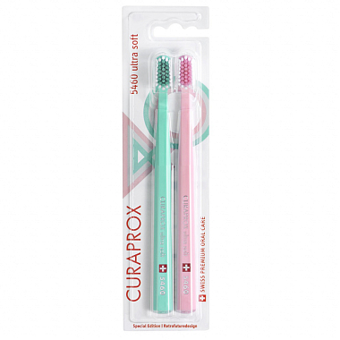 Купить Curaprox Ultra Soft набор з/щеток Арт.CS5460/2RETRO №2 зеленый розовый