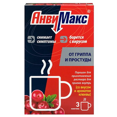 Купить АнвиМакс 5 г 3 шт порошок для приготовления раствора для приема внутрь клюква