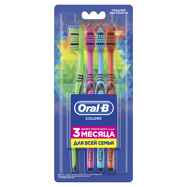 Купить Oral-B Colors 4 шт  зубная щетка средняя