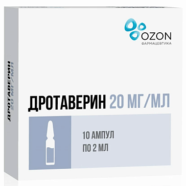 Купить Дротаверин р-р д/ин 20мг/мл амп 2мл №10 (Озон ООО)