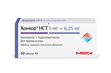 Купить Конкор НСТ 5 мг + 6,25 мг 30 шт таблетки покрытые пленочной оболочкой