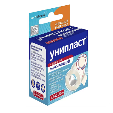 Купить Унипласт пластырь 1 шт 2,5 см × 500 см на нетканой основе катушка