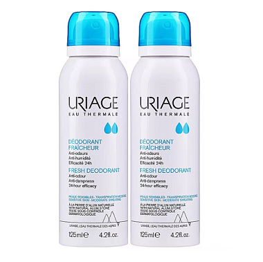 Купить Uriage 125 мл 2 шт дезодорант освежающий с квасцовым камнем спрей