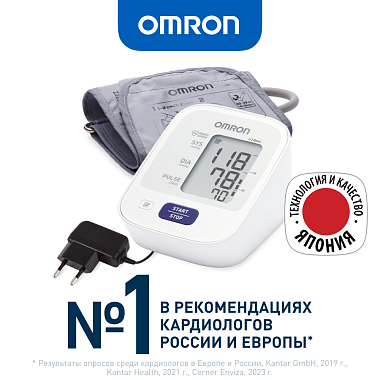 Купить Omron M2 Basic HEM-7121-ARU тонометр автоматический с адаптером и манжетой 22-32 см