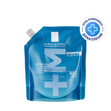 Купить La Roche-Posay Effaclar Refill 400 мл гель очищающий для чувствительной кожи лица и тела сменный блок