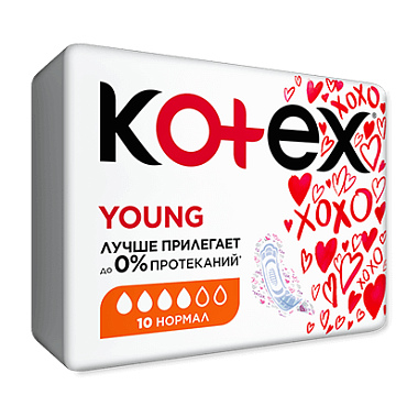 Купить Kotex Young Normal 10 шт прокладки для девочек-подростков