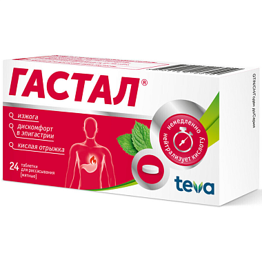 Купить Гастал 24 шт таблетки для рассасывания мята