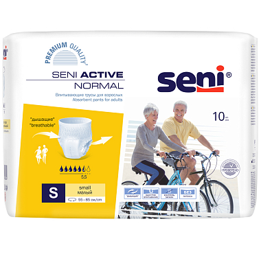 Купить Seni Active Normal 10 шт подгузники-трусы размер S 5,5 капель