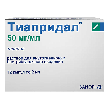 Купить Тиапридал 50 мг/мл 12 шт раствор для внутривенного и внутримышечного введения