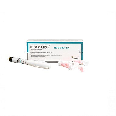 Купить Примапур 33 мкг/0,75 мл 1 шт раствор для подкожного введения шприц-ручка + 7 шт иглы